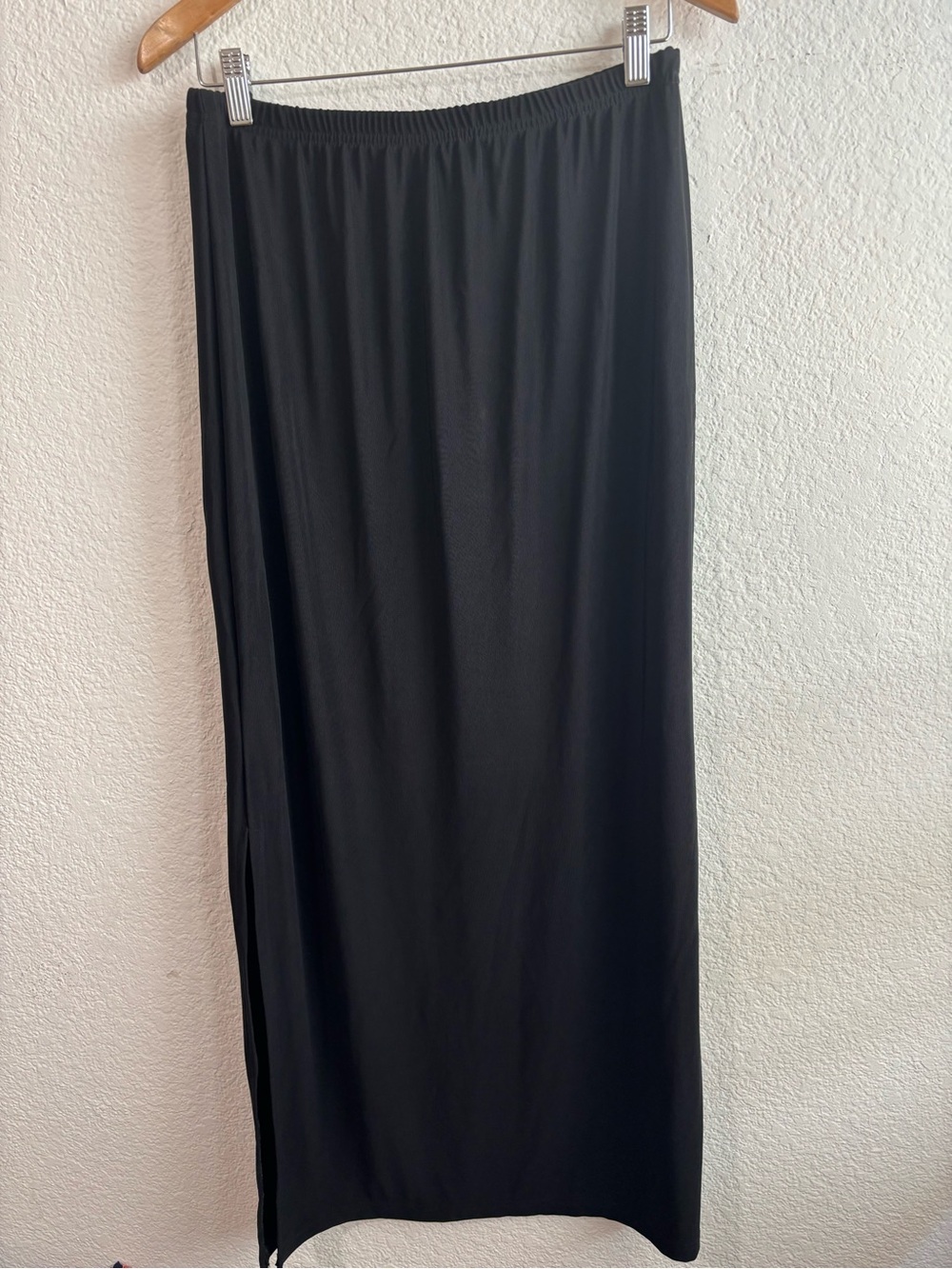 Vintage Frazier Lawrence Black Elastic-Waist Maxi Skirt Large Made in USA